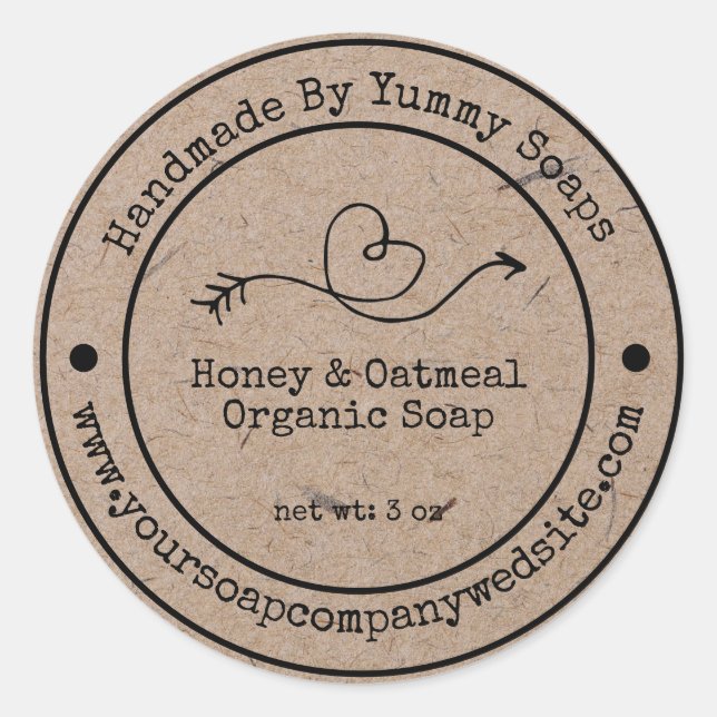 Étiquette de savon artisanal |Faux Kraft Papier Do (Devant)