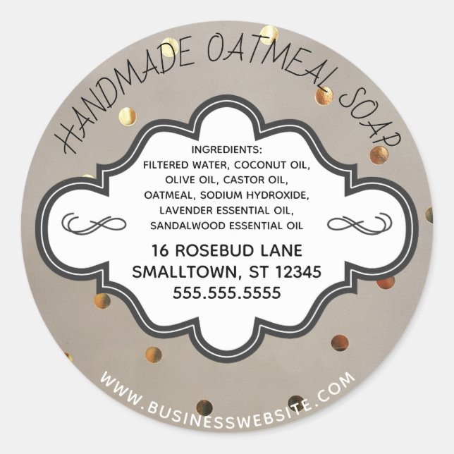 Étiquette de savon artisanal Kraft Pois de papier  (Devant)