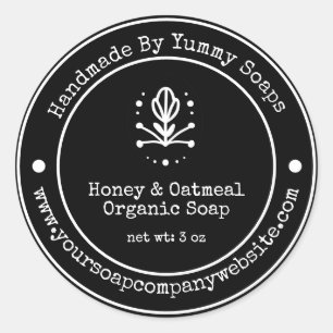 Étiquette de savon artisanal noir et blanc