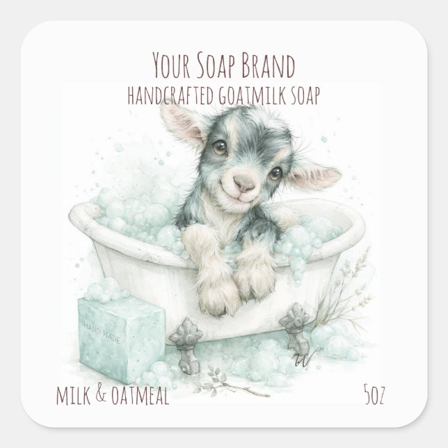 Étiquette de savon artisanale Chèvre Bébé Adorable (Devant)