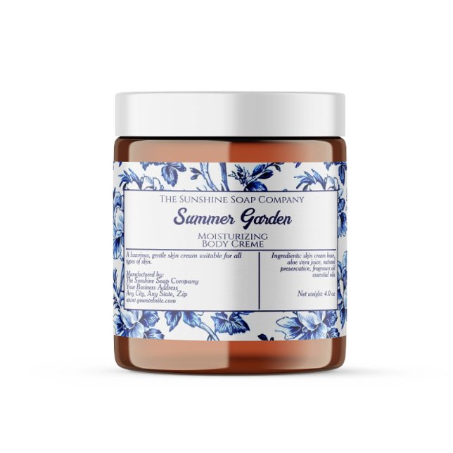 Étiquette de savon bleu blanc Floral (Créateur téléchargé)