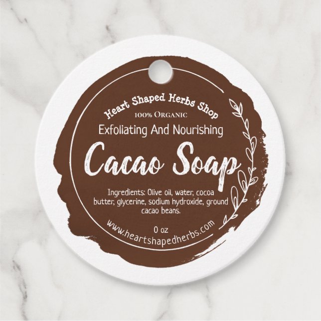 Étiquette de savon Cacao sur mesure (Devant)