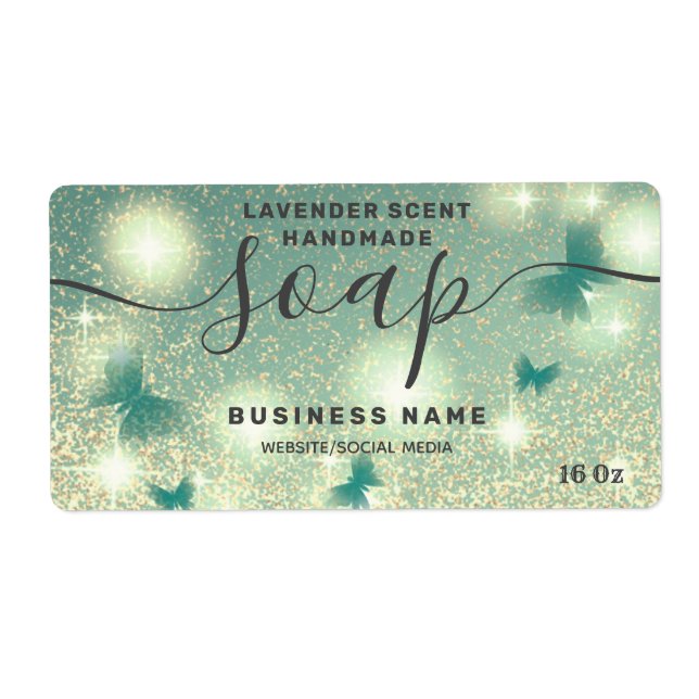 Étiquette de savon de script papillon (Devant)