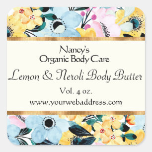 Étiquette de savon et de cosmétiques Jaune et Bleu