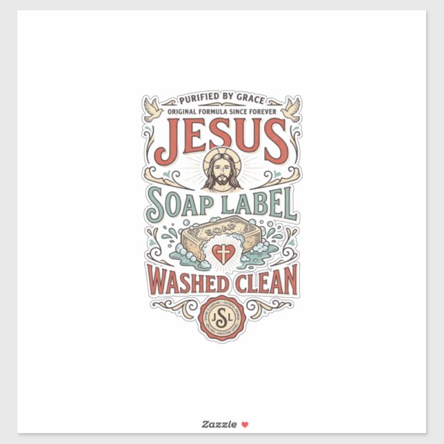 Étiquette de savon Jésus Lavé Propre Savon de Jésu (Feuille)