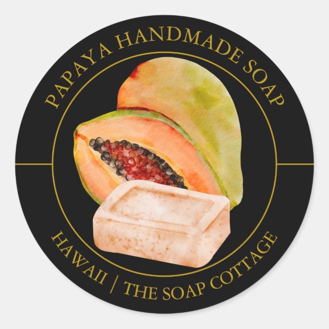 Étiquette de savon Papaya (Devant)