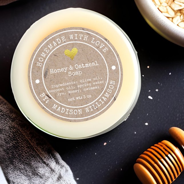 Étiquette de savon rustique fait maison avec amour (Créateur téléchargé)