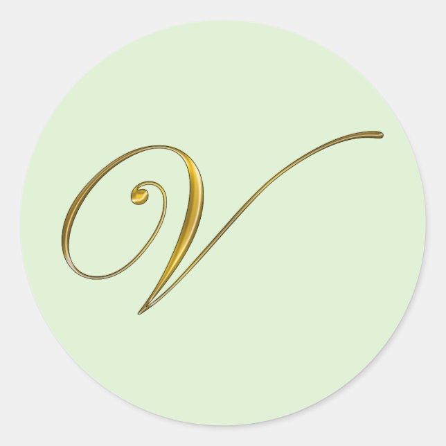 Étiquette de sceau d'enveloppe V Monogramme Or (Devant)