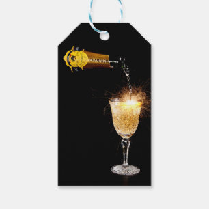 Étiquette de scintillement de cadeau de Champagne