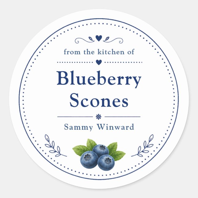 Étiquette de Scones aux Bleuets Faits Maison (Devant)