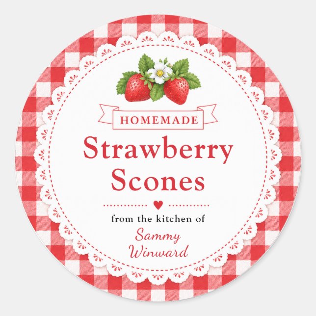 Étiquette de Scones aux Fraises Maison (Devant)