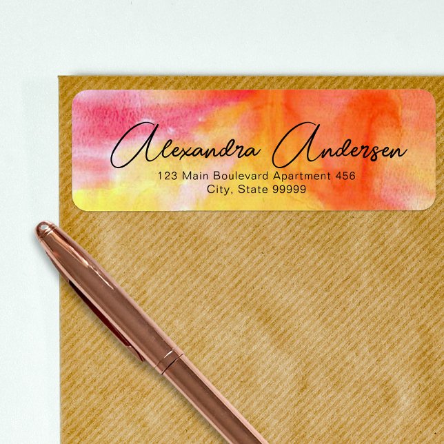 Étiquette de script chic rose orange jaune artisti (Créateur téléchargé)