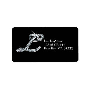 Étiquette de script L "Diamond Bling"