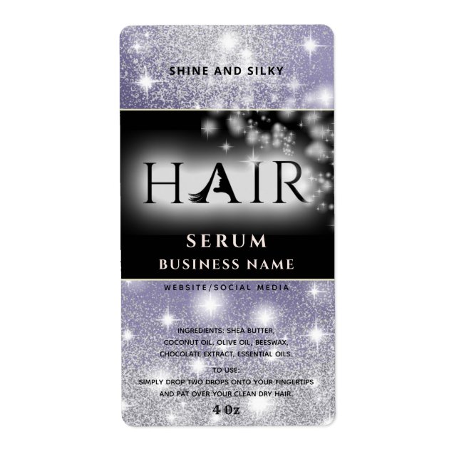 Étiquette de sérum de cheveux brillant moderne (Devant)