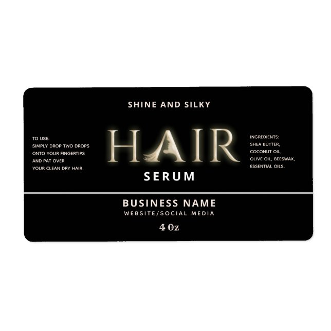 Étiquette de sérum de cheveux élégant moderne (Devant)