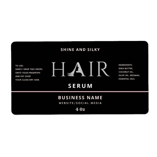 Étiquette de sérum de cheveux élégant moderne (Devant)