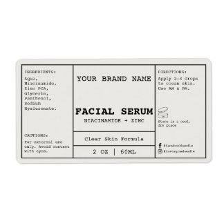 Étiquette de Sérum Facial Light Stone 2 oz.