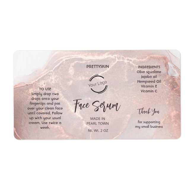 Étiquette de Sérum Rose Gold (Devant)