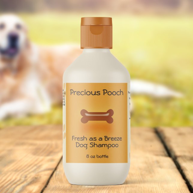 Étiquette de shampoing pour chien (orange) (Créateur téléchargé)