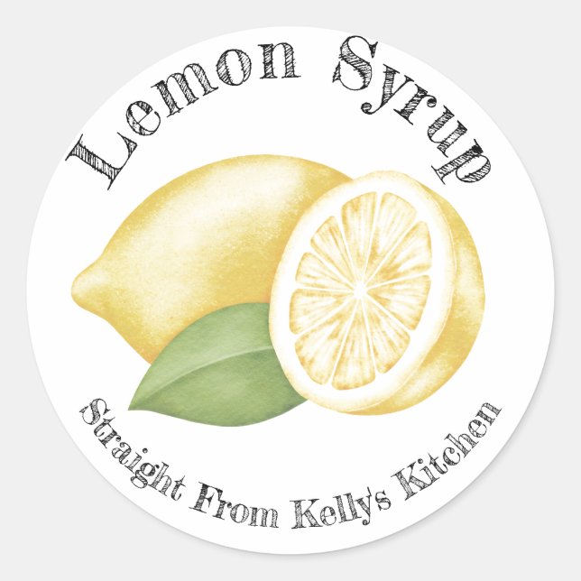 Étiquette de sirop de citron pour entreprise de mi (Devant)