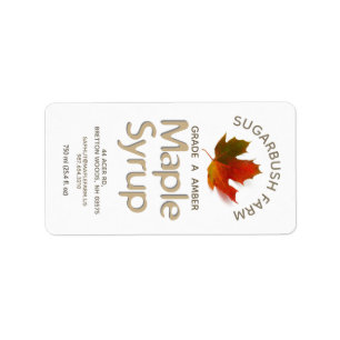 Étiquette de sirop de feuille d'érable à sucre col