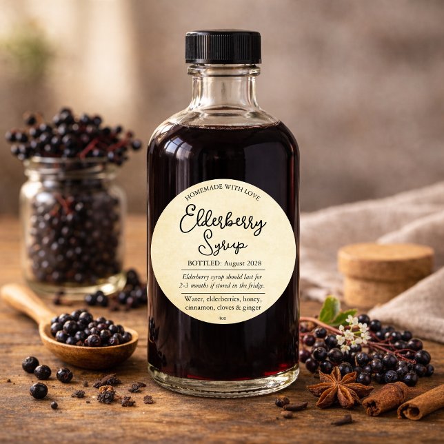 Étiquette de sirop de sureau personnalisable ZEB00 (Créateur téléchargé)