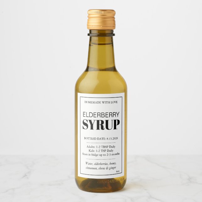 Étiquette de sirop de sureau personnalisable ZEB_0 (Devant)
