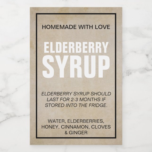 Étiquette de sirop de sureau ZEB_07 (Étiquettes simples)