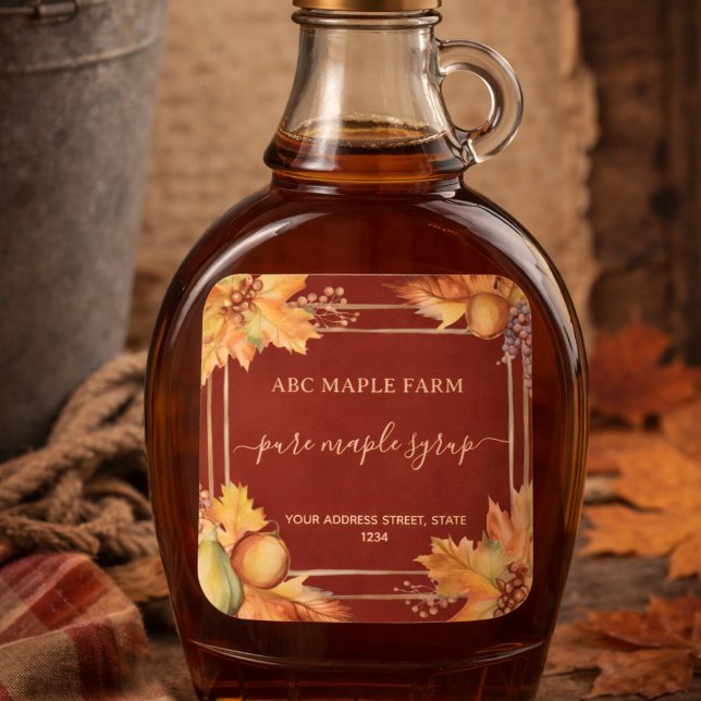 Étiquette de sirop d'érable à feuilles d'érable aq (Créateur téléchargé)