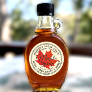 Étiquette de sirop d'érable au bois Feuille d'érab