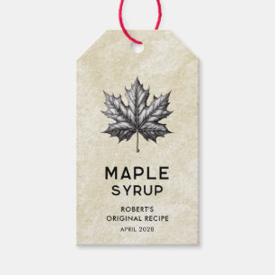 Étiquette de sirop d'érable avec feuille