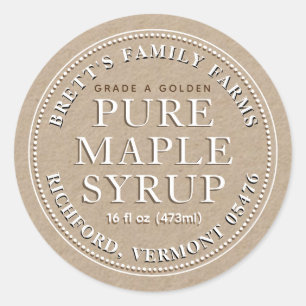 Étiquette de sirop d'érable (blanc Kraft)