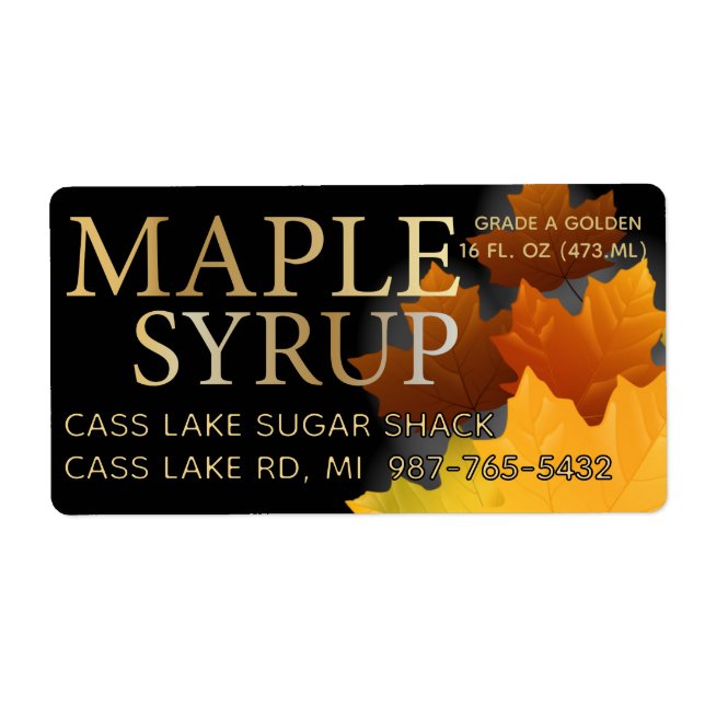 Étiquette de sirop d'érable en plastique feuille d (Devant)