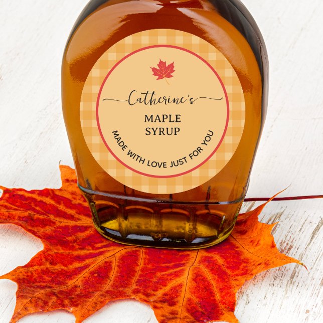 Étiquette de sirop d'érable fait maison à carreaux (Créateur téléchargé)