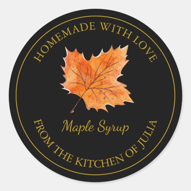 Étiquette de sirop d'érable maison Gold | Noir (Devant)