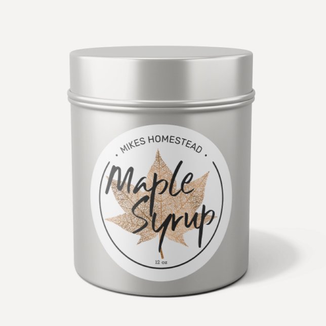 Étiquette de sirop d'érable moderne Cuivre Feuille (Créateur téléchargé)