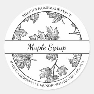 Étiquette de sirop d'érable noir et blanc