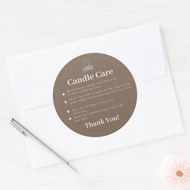Étiquette de soin de bougie simple marron (Enveloppe)