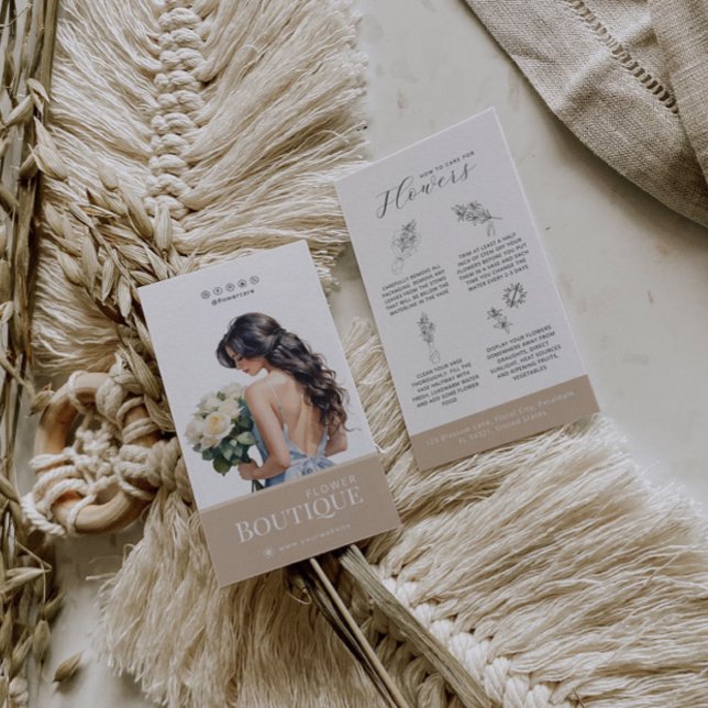 Étiquette de soin des fleurs Carte de fleuriste (Créateur téléchargé)