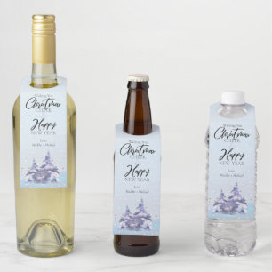 Étiquette de suspension de bouteille de Noël en bo