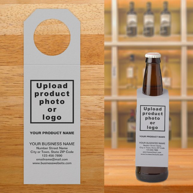 Étiquette de suspension de bouteille grise de prod (Gray bottle hanger tag for the product of your business.)