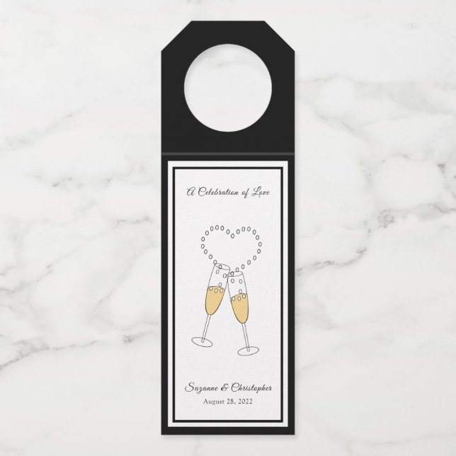 Étiquette de suspension de bouteille toast coeur n (Devant)