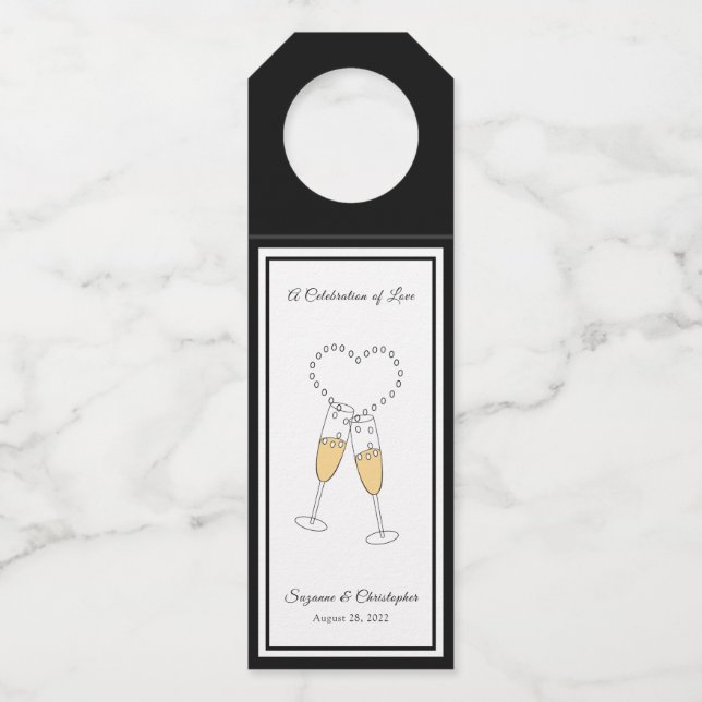 Étiquette de suspension de bouteille Toast cœur no (Devant)