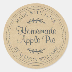 Étiquette de tarte aux pommes Kraft Rustic Script