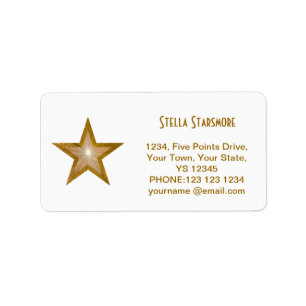Étiquette de texte Gold Star 'Name' blanc