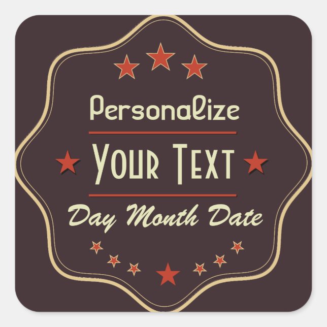 Étiquette de texte personnalisée rétro classique (Devant)