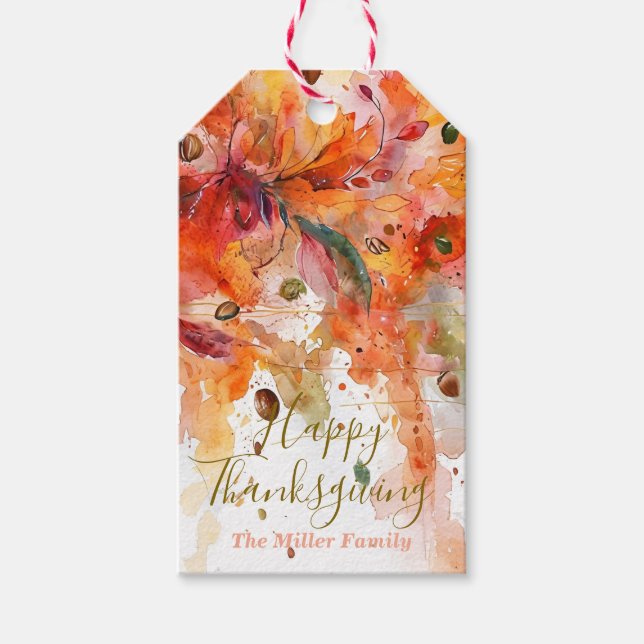 Étiquette de Thanksgiving aquarelle Design abstrai (Devant)