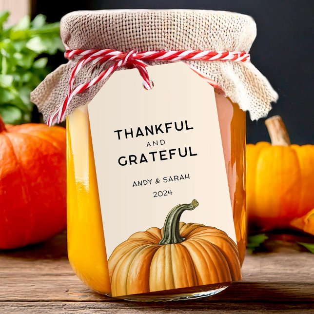 Étiquette de Thanksgiving de citrouille reconnaiss (Créateur téléchargé)