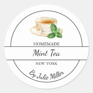 Étiquette de thé à la menthe maison simple