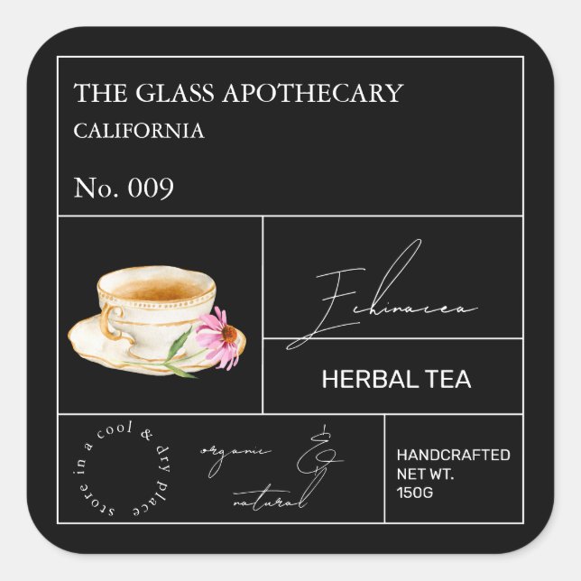 Étiquette de thé aux herbes d'échinacée de pharmac (Devant)